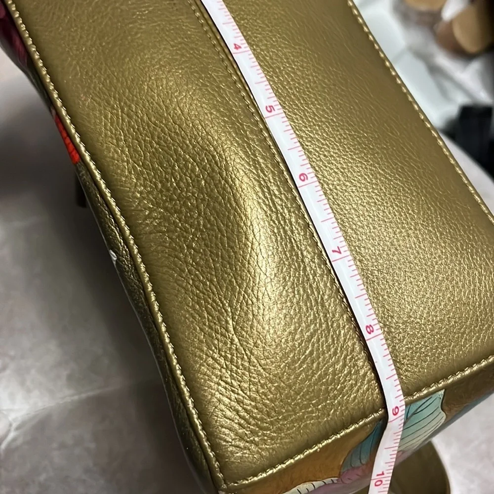 Anuschka hand painted leather golden hobo style shoulder bag